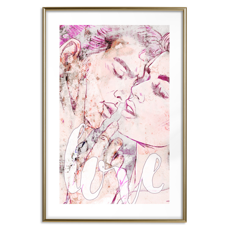Poster Love from the Billboard - colorful romantic couple and English text 123414 additionalImage 16