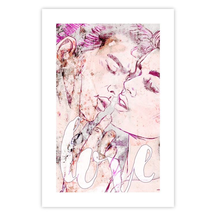 Poster Love from the Billboard - colorful romantic couple and English text 123414 additionalImage 19