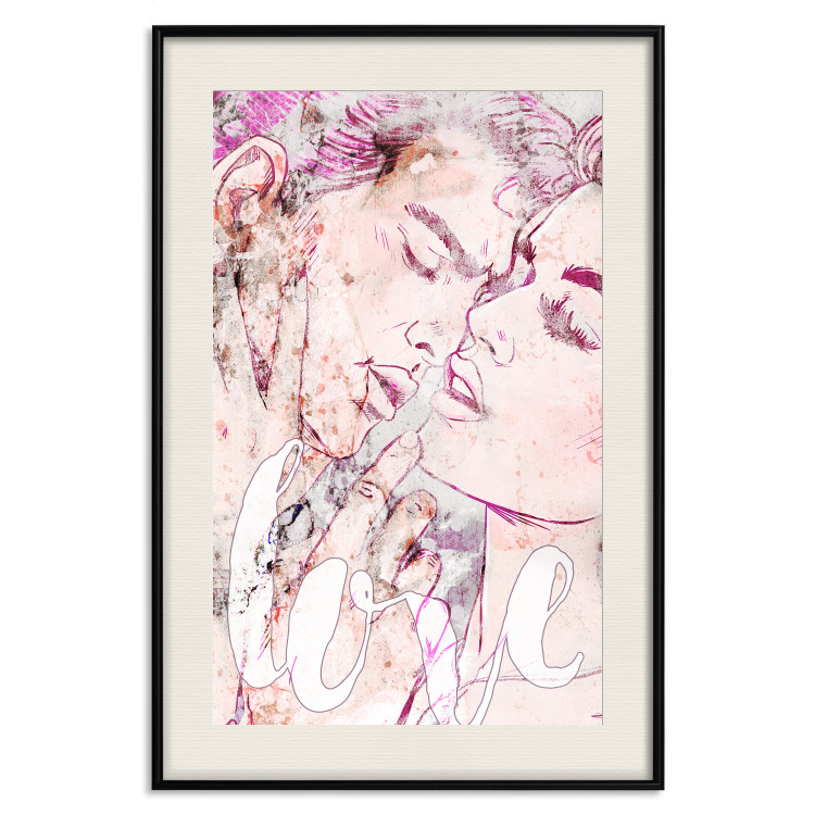 Poster Love from the Billboard - colorful romantic couple and English text 123414 additionalImage 18