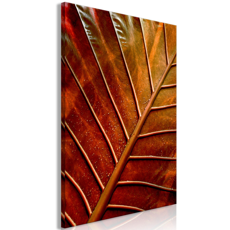 Canvas Art Print Copper leaf - a photograph of an autumn leaf in warm colours 123914 additionalImage 2
