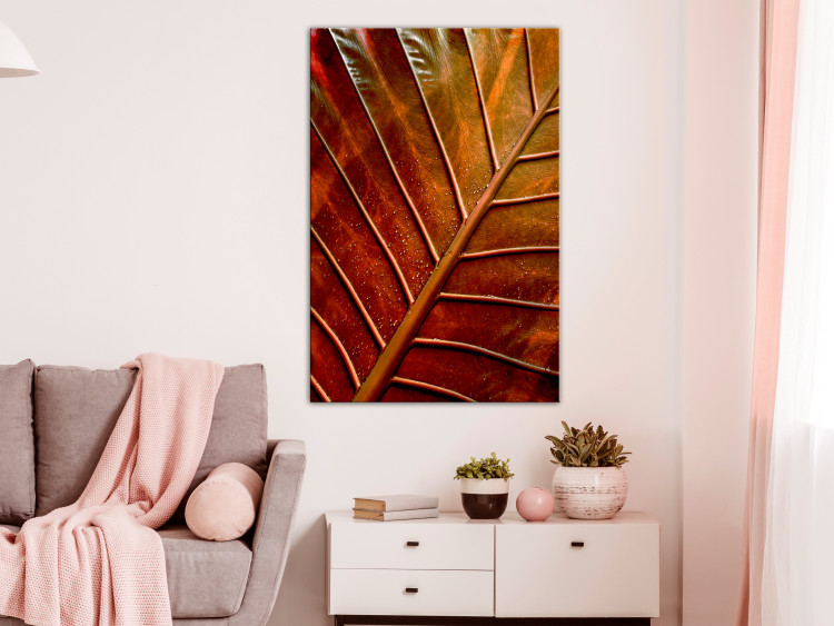 Canvas Art Print Copper leaf - a photograph of an autumn leaf in warm colours 123914 additionalImage 3