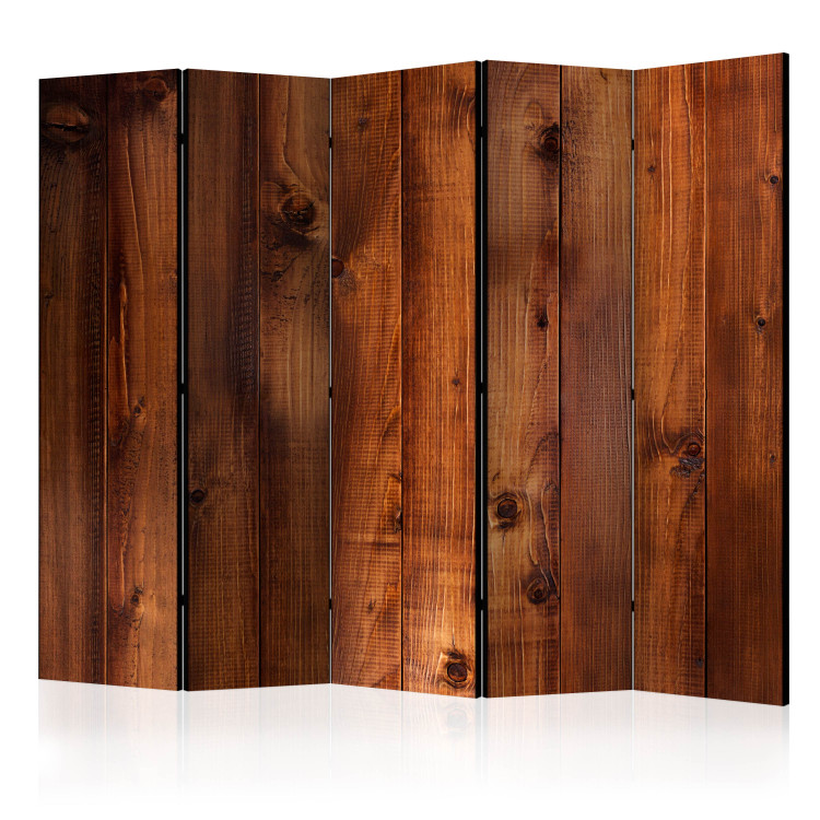 Room Divider Screen Pine Plank II (5-piece) - mahogany texture background 124314