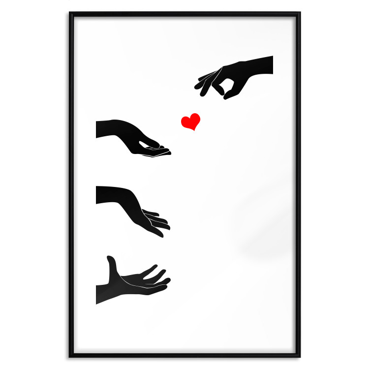 Poster Boop - black hands exchanging a red heart on a white background 125414 additionalImage 15