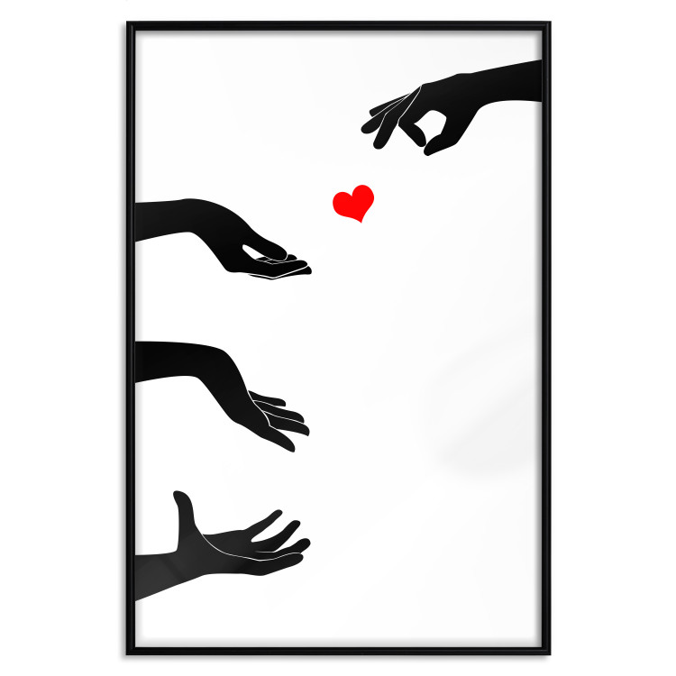 Poster Boop - black hands exchanging a red heart on a white background 125414 additionalImage 18