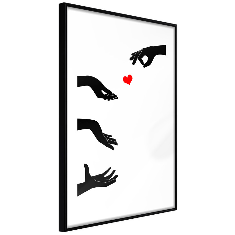 Poster Boop - black hands exchanging a red heart on a white background 125414 additionalImage 3