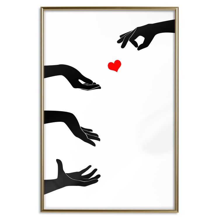 Poster Boop - black hands exchanging a red heart on a white background 125414 additionalImage 16