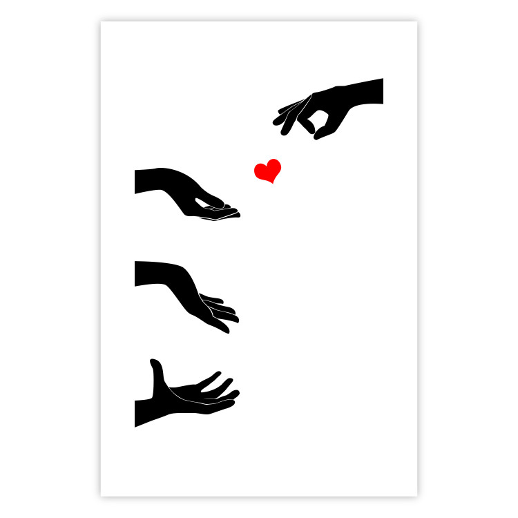Poster Boop - black hands exchanging a red heart on a white background 125414 additionalImage 19