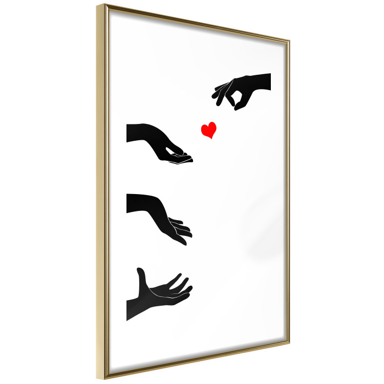 Poster Boop - black hands exchanging a red heart on a white background 125414 additionalImage 5