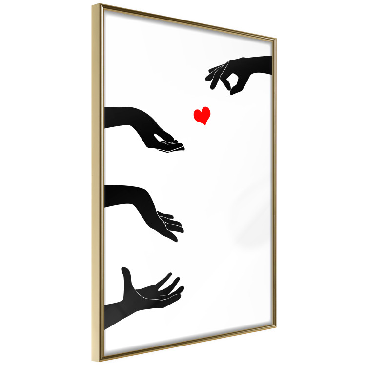 Poster Boop - black hands exchanging a red heart on a white background 125414 additionalImage 2