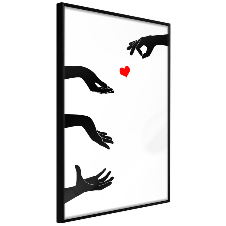 Poster Boop - black hands exchanging a red heart on a white background 125414 additionalImage 4