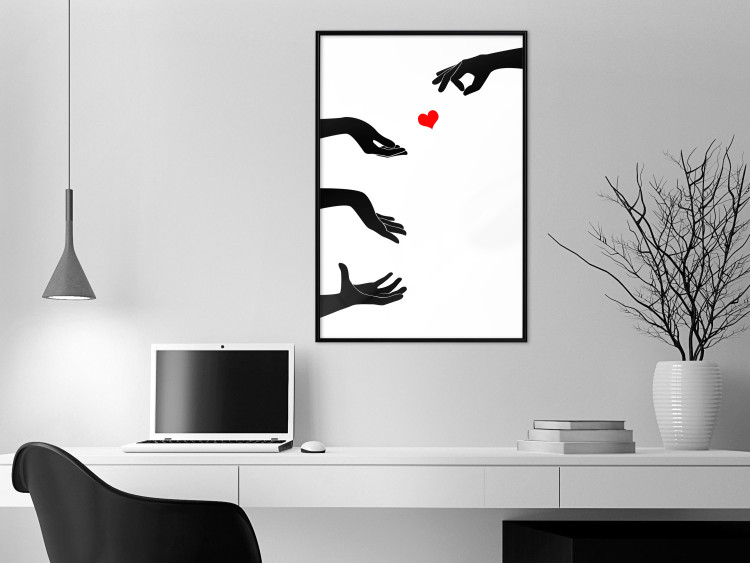 Poster Boop - black hands exchanging a red heart on a white background 125414 additionalImage 9