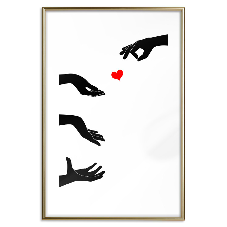 Poster Boop - black hands exchanging a red heart on a white background 125414 additionalImage 14