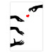 Poster Boop - black hands exchanging a red heart on a white background 125414