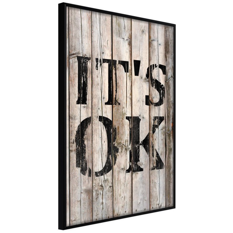 Poster Retro: It's OK - black English text on a background of wooden planks 125714 additionalImage 10