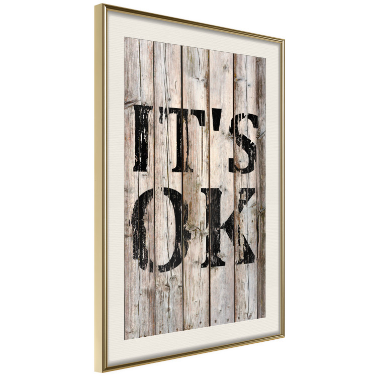 Poster Retro: It's OK - black English text on a background of wooden planks 125714 additionalImage 2