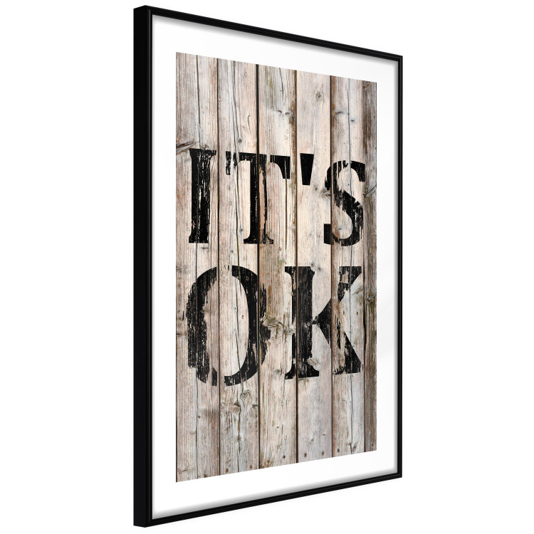 Poster Retro: It's OK - black English text on a background of wooden planks 125714 additionalImage 11