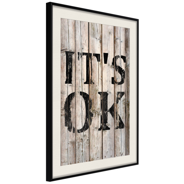 Poster Retro: It's OK - black English text on a background of wooden planks 125714 additionalImage 3