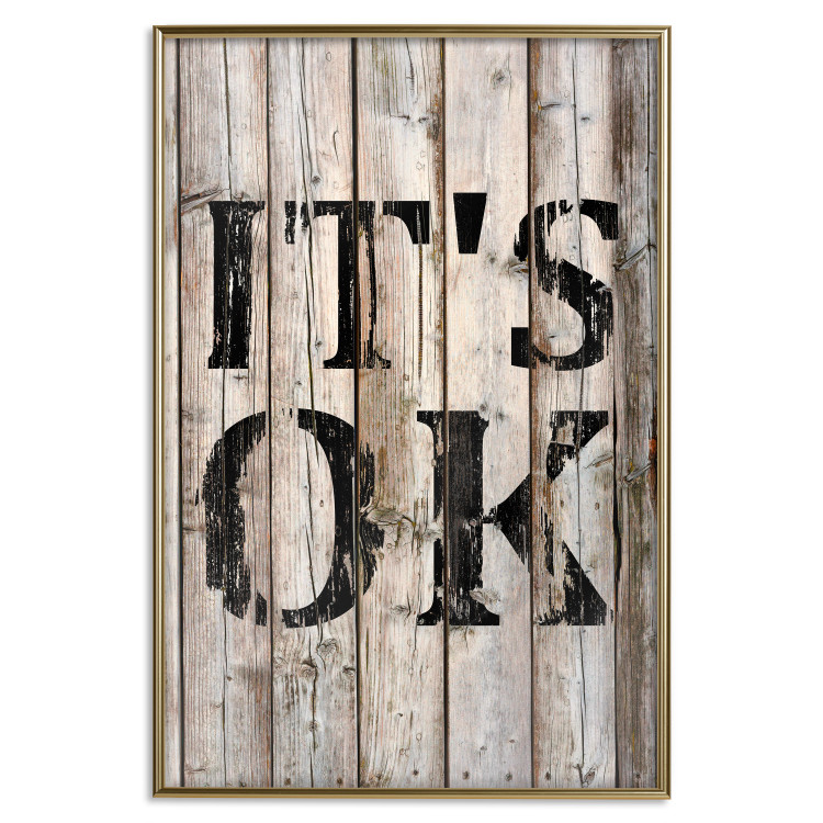 Poster Retro: It's OK - black English text on a background of wooden planks 125714 additionalImage 20