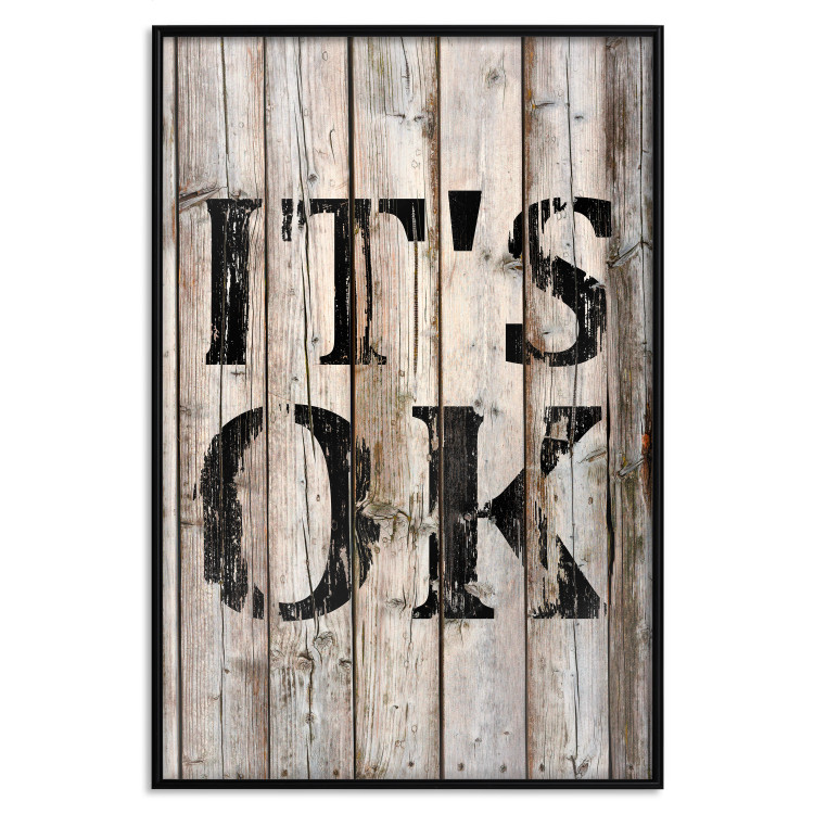Poster Retro: It's OK - black English text on a background of wooden planks 125714 additionalImage 24