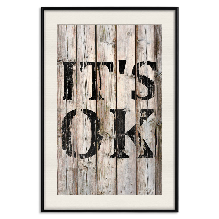 Poster Retro: It's OK - black English text on a background of wooden planks 125714 additionalImage 18