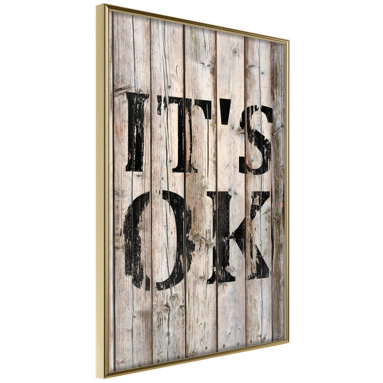 Poster Retro: It's OK - black English text on a background of wooden planks 125714 additionalImage 12