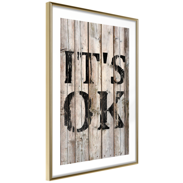 Poster Retro: It's OK - black English text on a background of wooden planks 125714 additionalImage 8