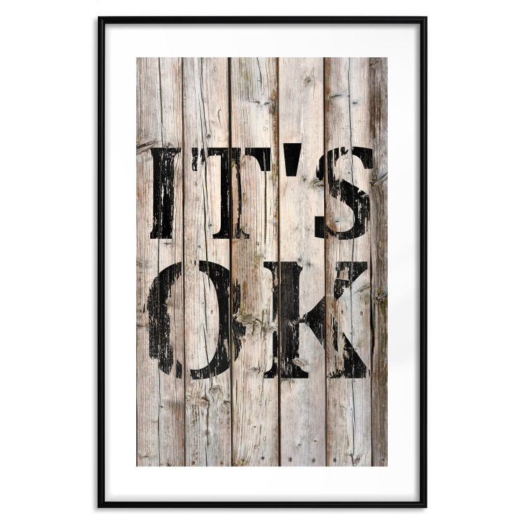 Poster Retro: It's OK - black English text on a background of wooden planks 125714 additionalImage 17