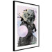 Poster Pug with Chewing Gum - black and amusing dog with flowers on a pastel background 126914 additionalThumb 6