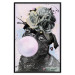 Poster Pug with Chewing Gum - black and amusing dog with flowers on a pastel background 126914 additionalThumb 16