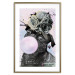 Poster Pug with Chewing Gum - black and amusing dog with flowers on a pastel background 126914 additionalThumb 14