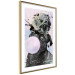 Poster Pug with Chewing Gum - black and amusing dog with flowers on a pastel background 126914 additionalThumb 7