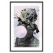 Poster Pug with Chewing Gum - black and amusing dog with flowers on a pastel background 126914 additionalThumb 15