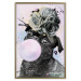 Poster Pug with Chewing Gum - black and amusing dog with flowers on a pastel background 126914 additionalThumb 17