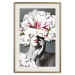 Poster Dream of Love - portrait of a woman with flowers on her head on a gray background 127214 additionalThumb 20