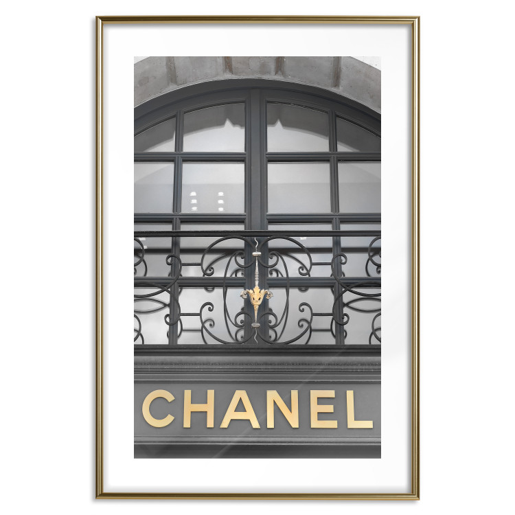 Wall Poster Golden Signboard - golden inscription on black architectural building with window 128014 additionalImage 14