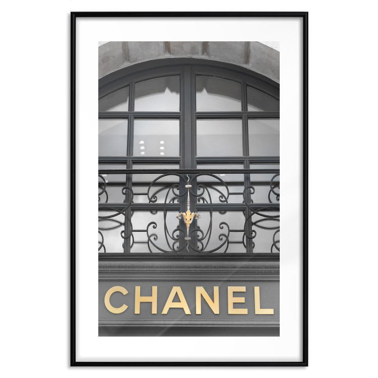 Wall Poster Golden Signboard - golden inscription on black architectural building with window 128014 additionalImage 15