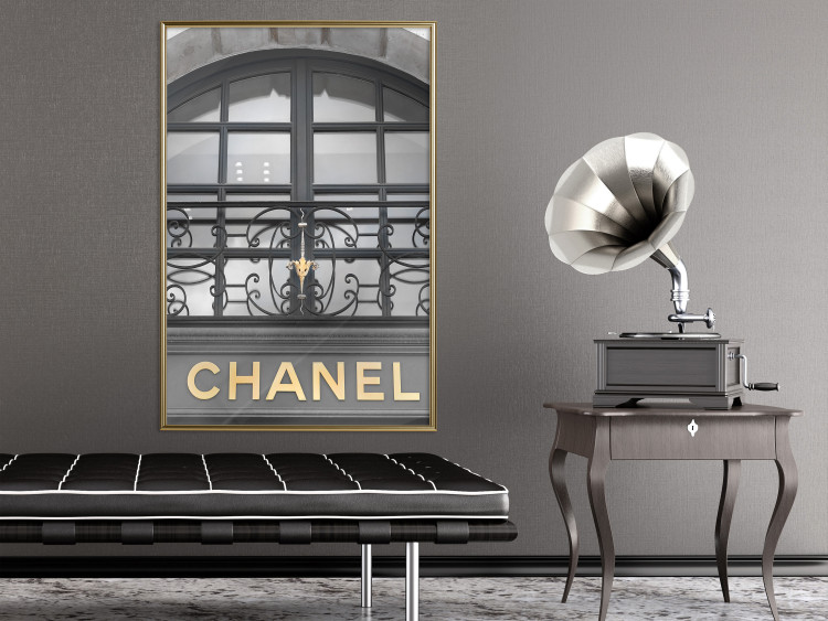 Wall Poster Golden Signboard - golden inscription on black architectural building with window 128014 additionalImage 5