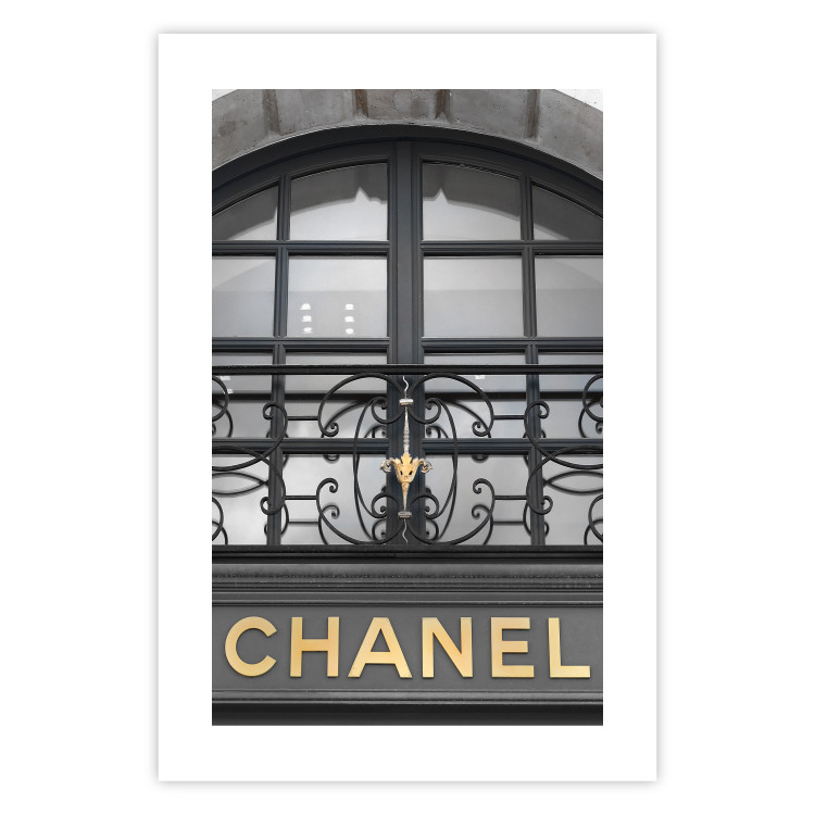 Wall Poster Golden Signboard - golden inscription on black architectural building with window 128014 additionalImage 19