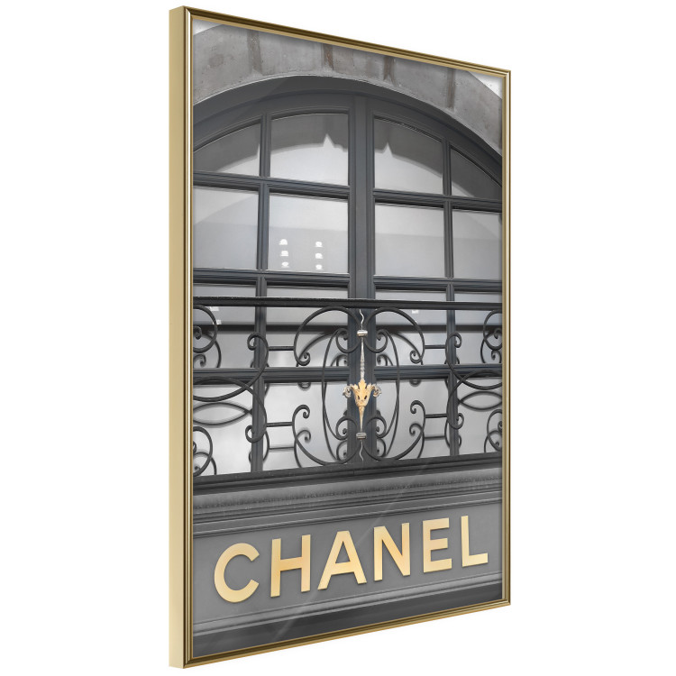 Wall Poster Golden Signboard - golden inscription on black architectural building with window 128014 additionalImage 12