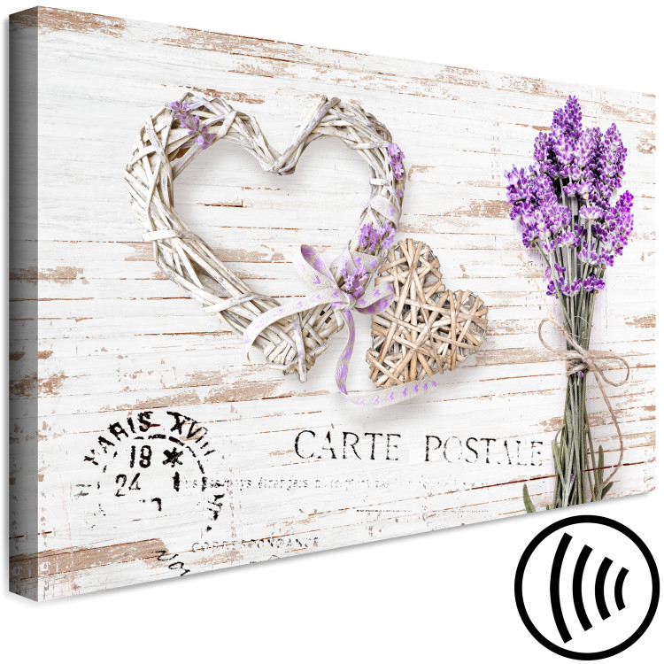Canvas Lavender Mail (1-part) wide - flowers and wooden heart 128414 additionalImage 6