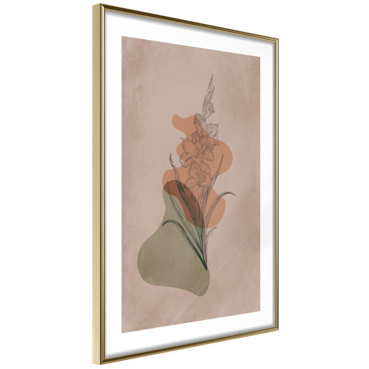 Poster Sword Lily - warm abstraction with a flower and rounded shapes in boho style 129314 additionalImage 9