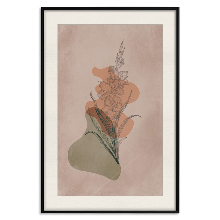 Poster Sword Lily - warm abstraction with a flower and rounded shapes in boho style 129314 additionalImage 21