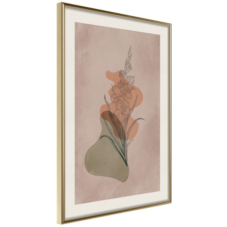 Poster Sword Lily - warm abstraction with a flower and rounded shapes in boho style 129314 additionalImage 3