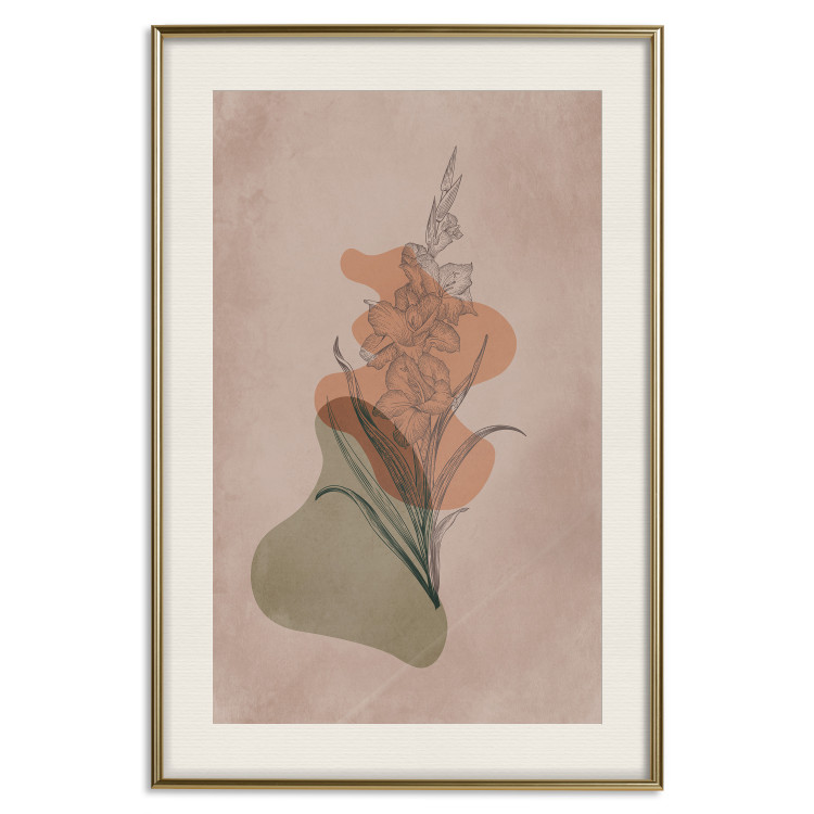 Poster Sword Lily - warm abstraction with a flower and rounded shapes in boho style 129314 additionalImage 22