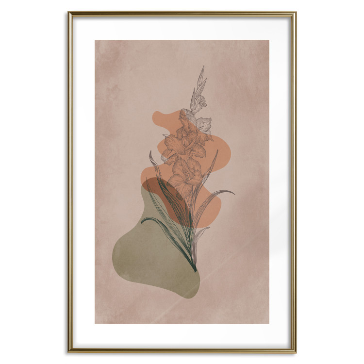 Poster Sword Lily - warm abstraction with a flower and rounded shapes in boho style 129314 additionalImage 20
