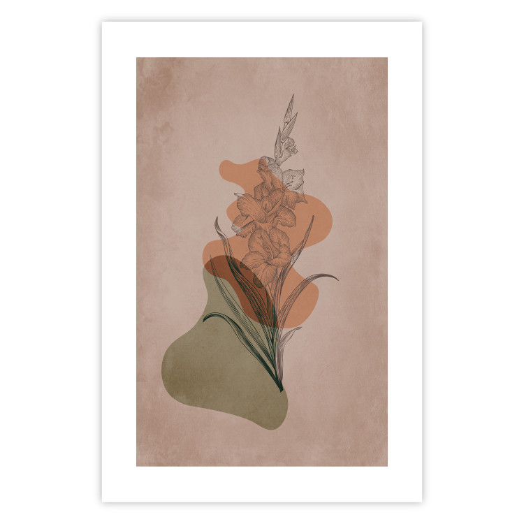 Poster Sword Lily - warm abstraction with a flower and rounded shapes in boho style 129314 additionalImage 18