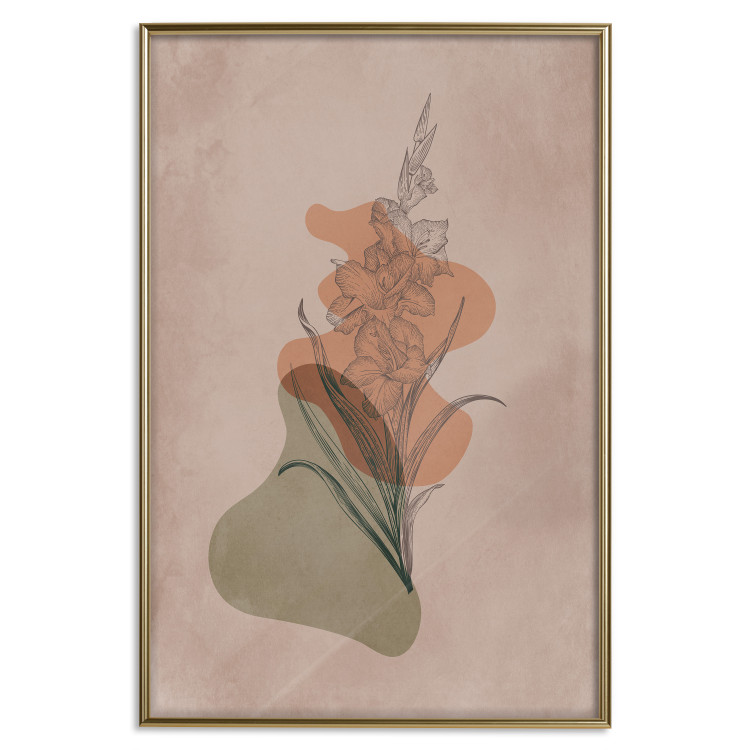 Poster Sword Lily - warm abstraction with a flower and rounded shapes in boho style 129314 additionalImage 20