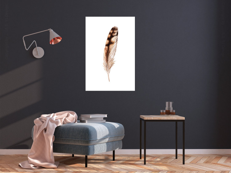 Wall Poster Magic Feather - brown bird feather on a contrasting white background 129914 additionalImage 4