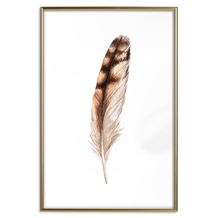 Wall Poster Magic Feather - brown bird feather on a contrasting white background 129914 additionalImage 17