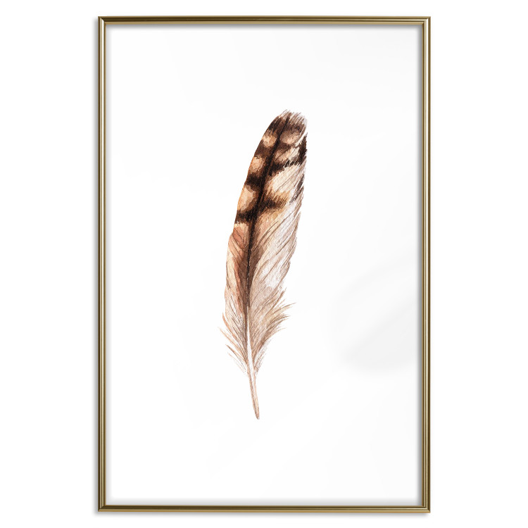 Wall Poster Magic Feather - brown bird feather on a contrasting white background 129914 additionalImage 14